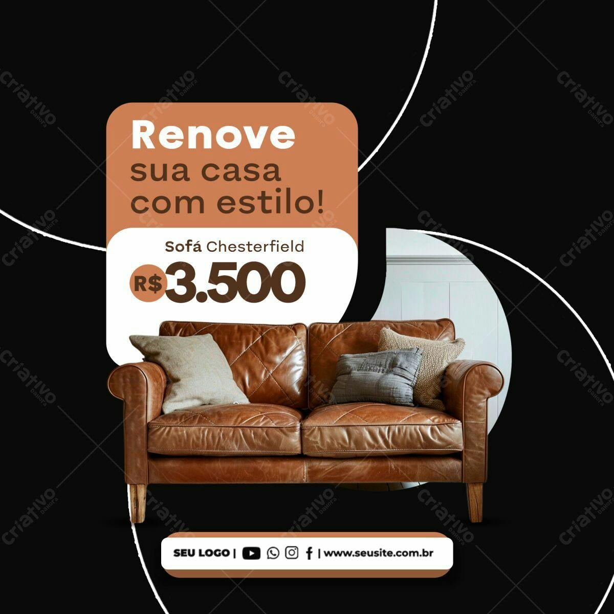 Post para Redes Sociais Sofá Chesterfield PSD Editável