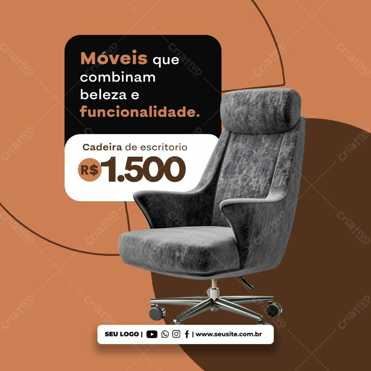 Post para Redes Sociais Cadeira Escritório PSD Editável