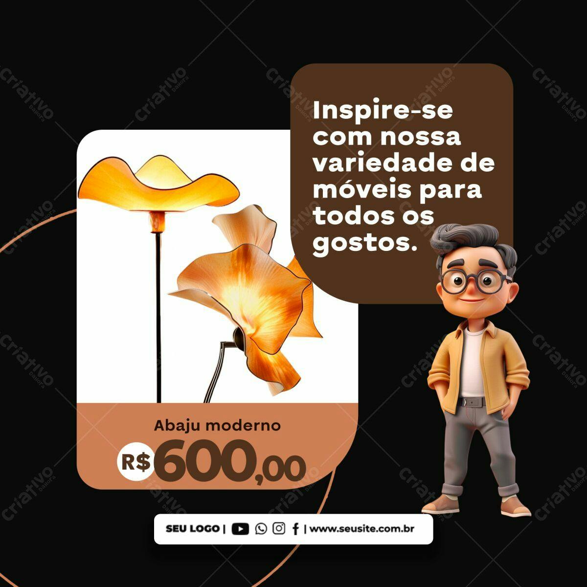 Flyer para divulgação de Abajur Moderno PSD Editável