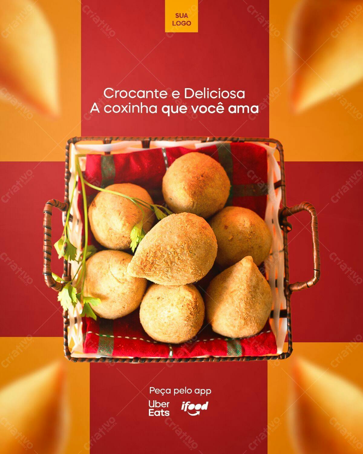 Flyer para Delivery de Coxinhas PSD Editável
