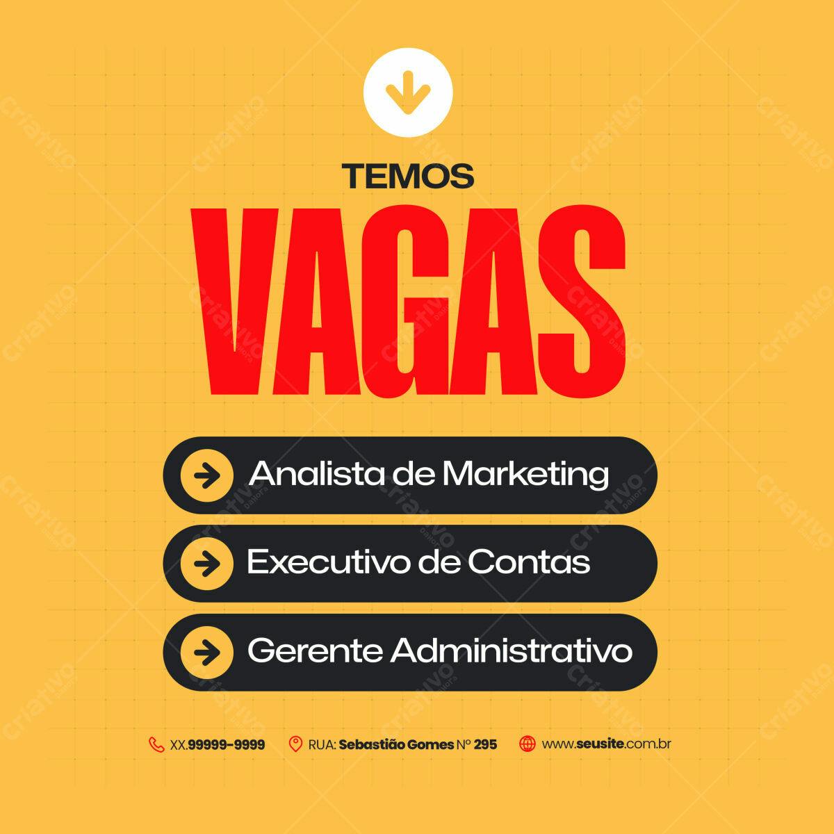 Postagem Vagas de Emprego PSD Editável