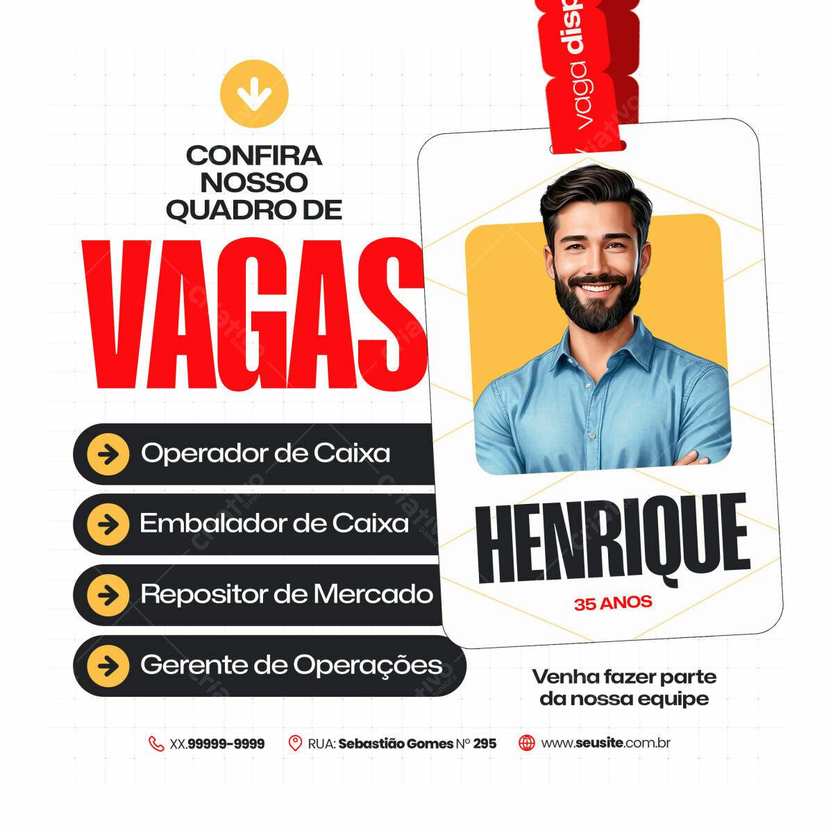 Cartão de Visita para Recrutamento PSD Editável