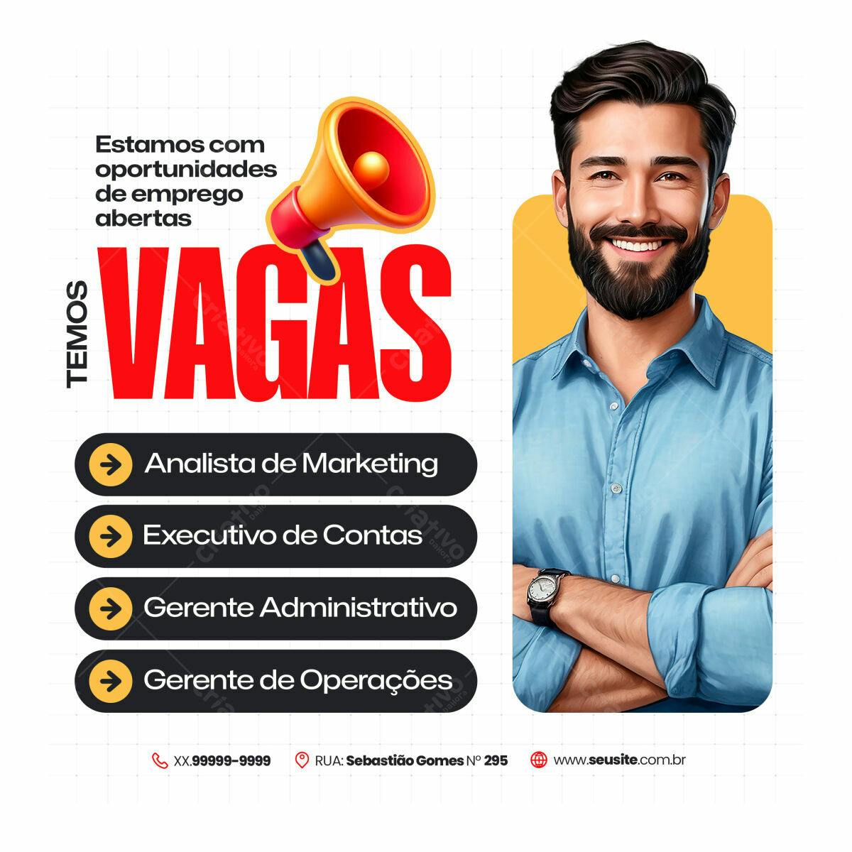 Postagem Vagas de Emprego PSD Editável
