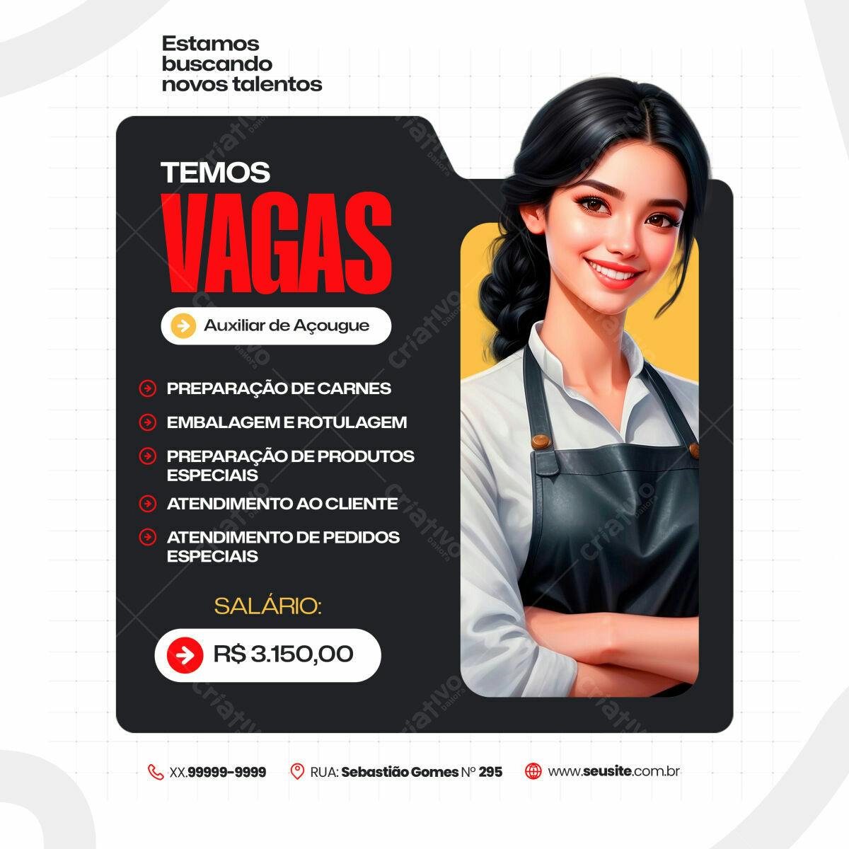 Vaga de Emprego Açougue PSD Editável