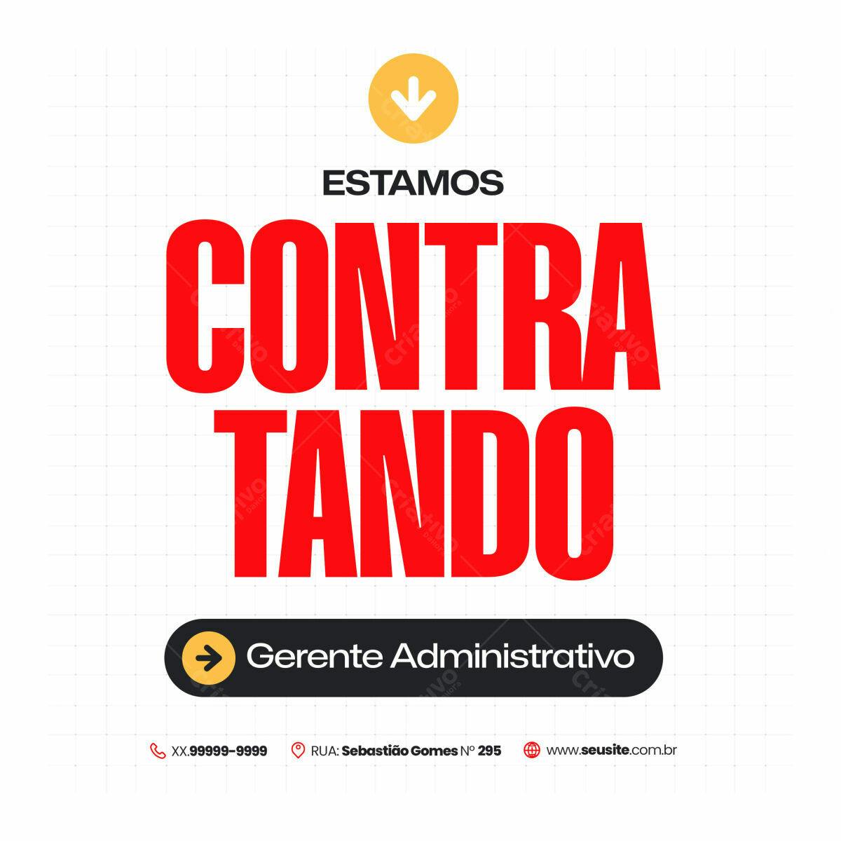 Postagem Vagas Gerente Administrativo PSD Editável