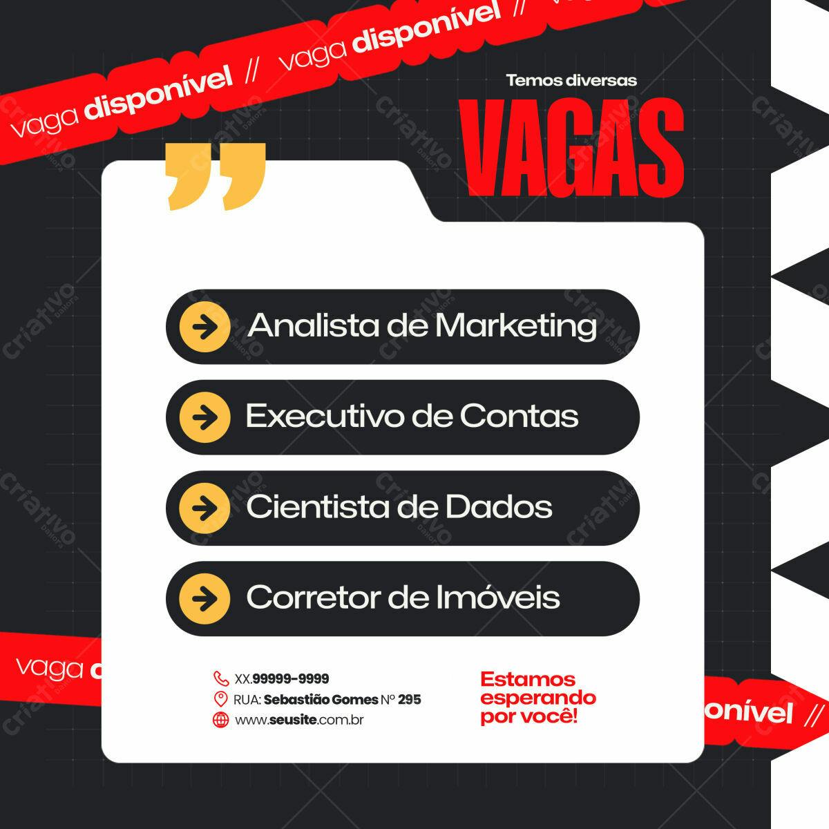 Postagem Vagas de Emprego PSD Editável