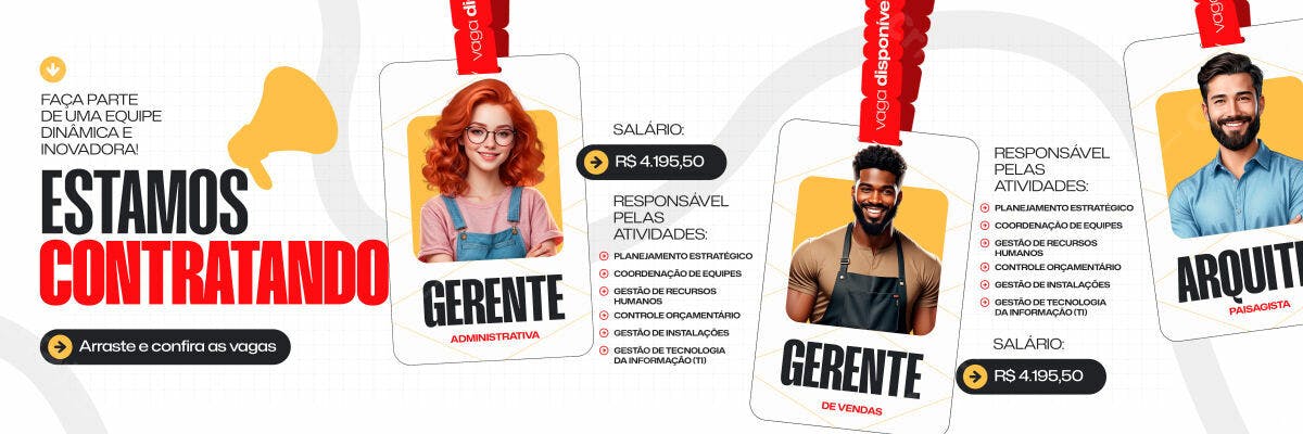 Cartão de Visita para Vagas de Gerente PSD Editável