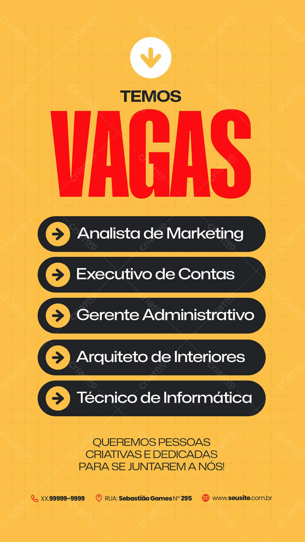 Flyer de Vagas de Emprego PSD Editável