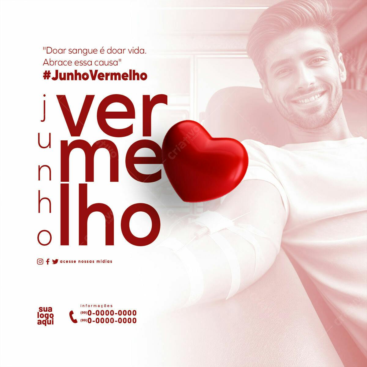Flyer Junho Vermelho PSD Editável