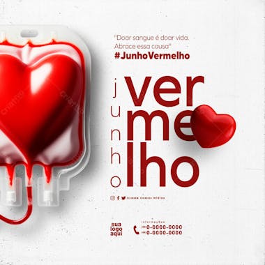 Junho vermelho campanha da doação de sangue feed