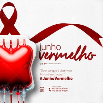 Junho vermelho campanha da doação de sangue feed