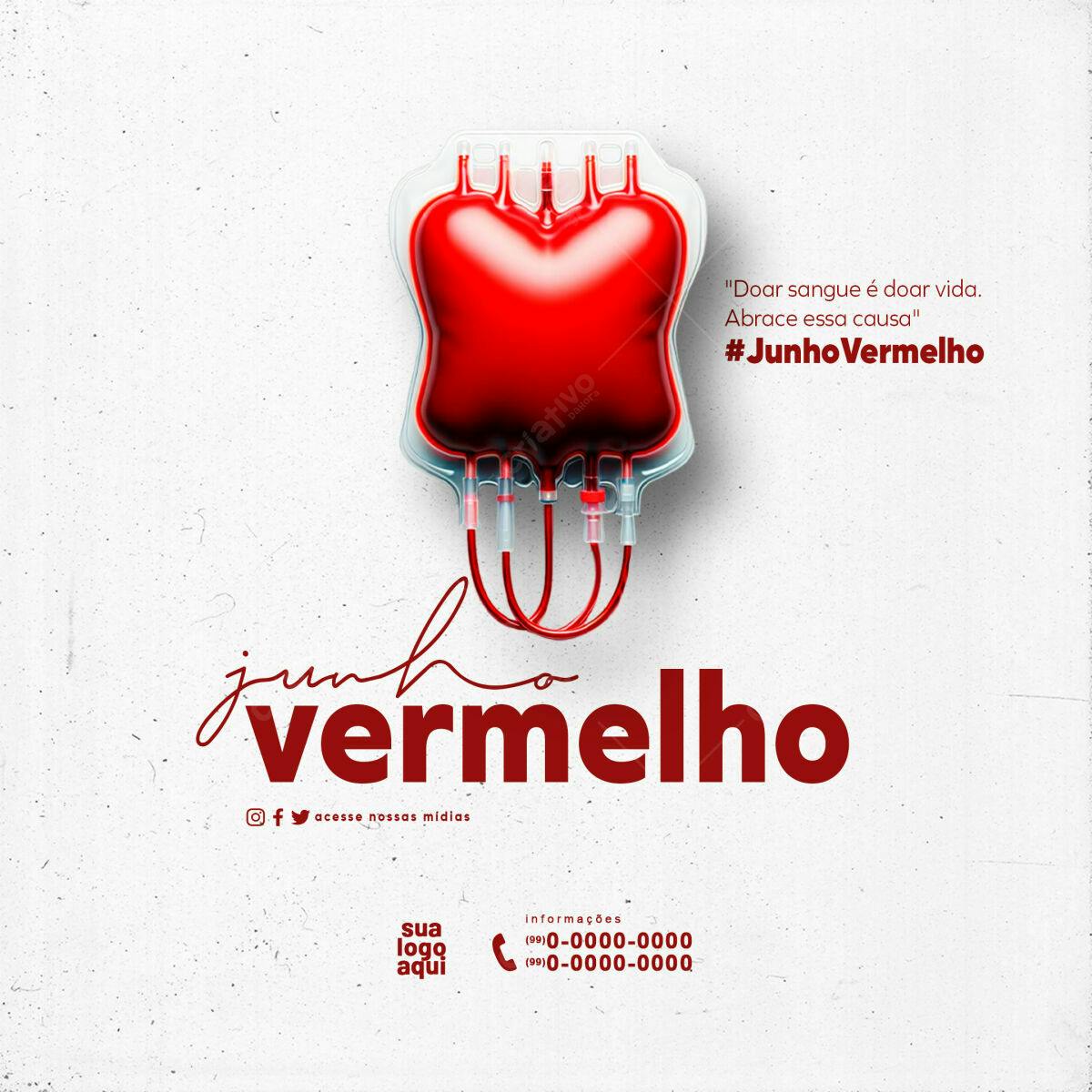 Post para Junho Vermelho PSD Editável