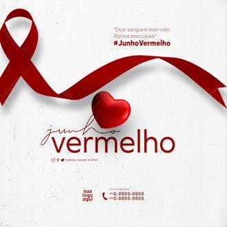 Junho vermelho campanha da doação de sangue feed