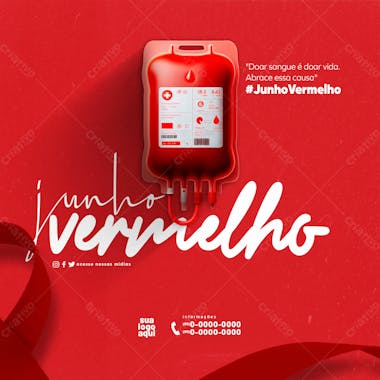 Junho vermelho campanha da doação de sangue feed