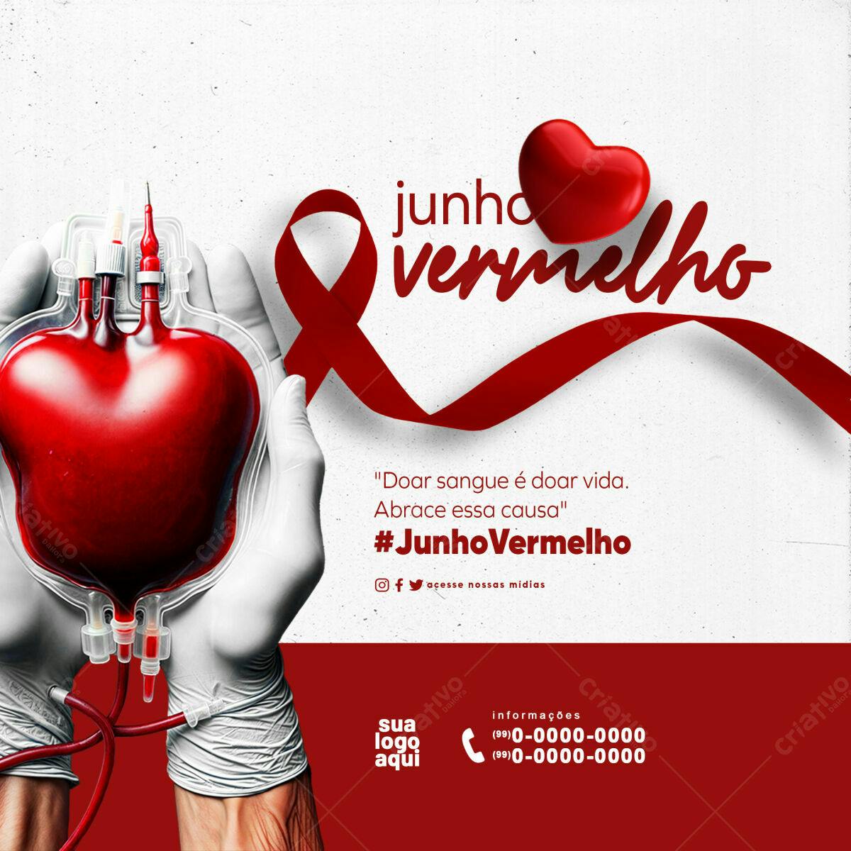 Flyer Junho Vermelho PSD Editável