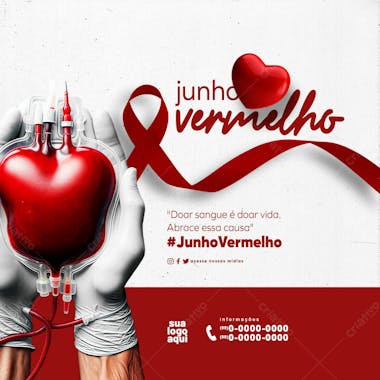 Junho vermelho campanha da doação de sangue feed