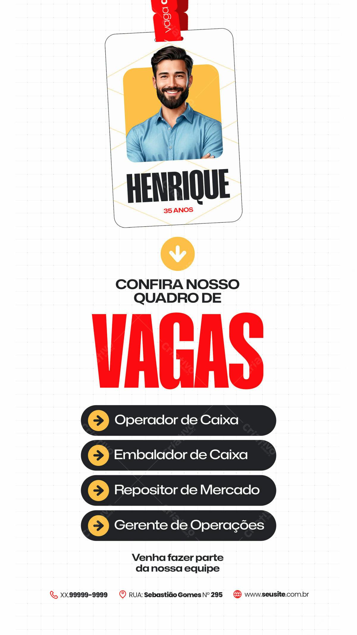 Cartão de Visita para Recrutamento PSD Editável