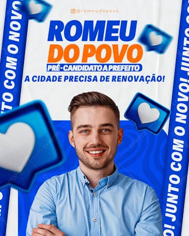 Arte social media pré candidato a prefeito jovem eleições