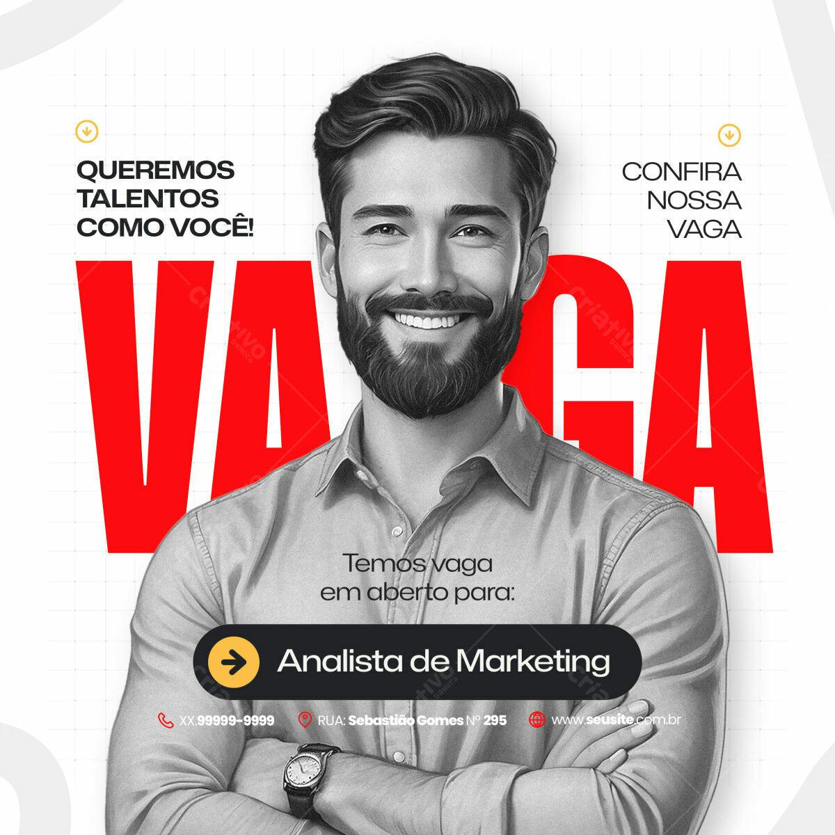 Postagem Vaga Analista de Marketing PSD Editável