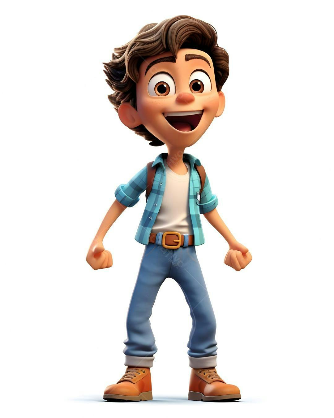 Menino animado feliz com mochila