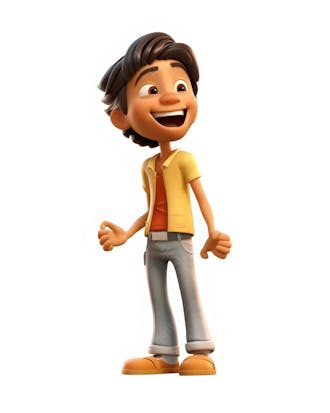 Personagem de desenho animado 3d de menino olhando