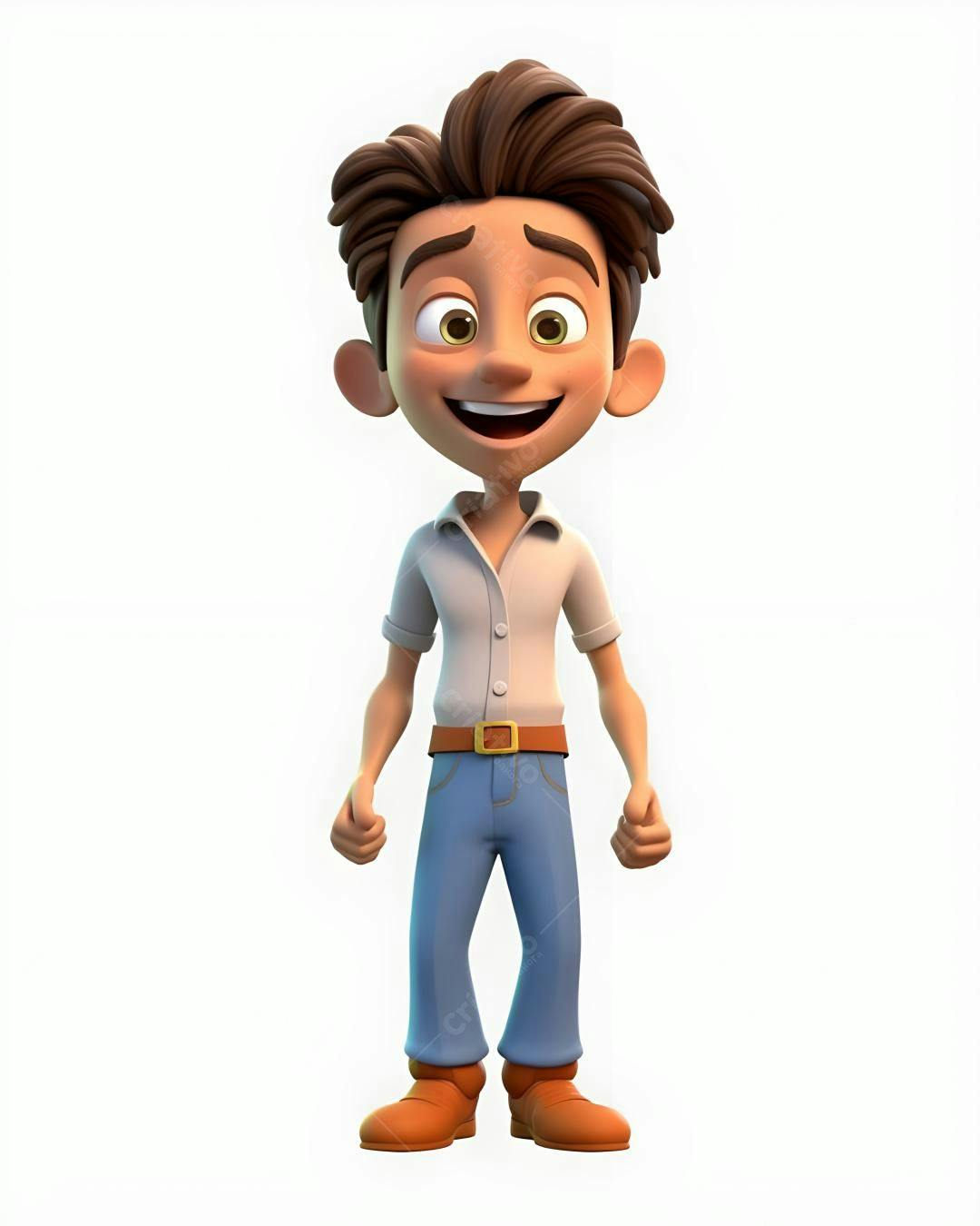 Menino animado feliz em fundo branco