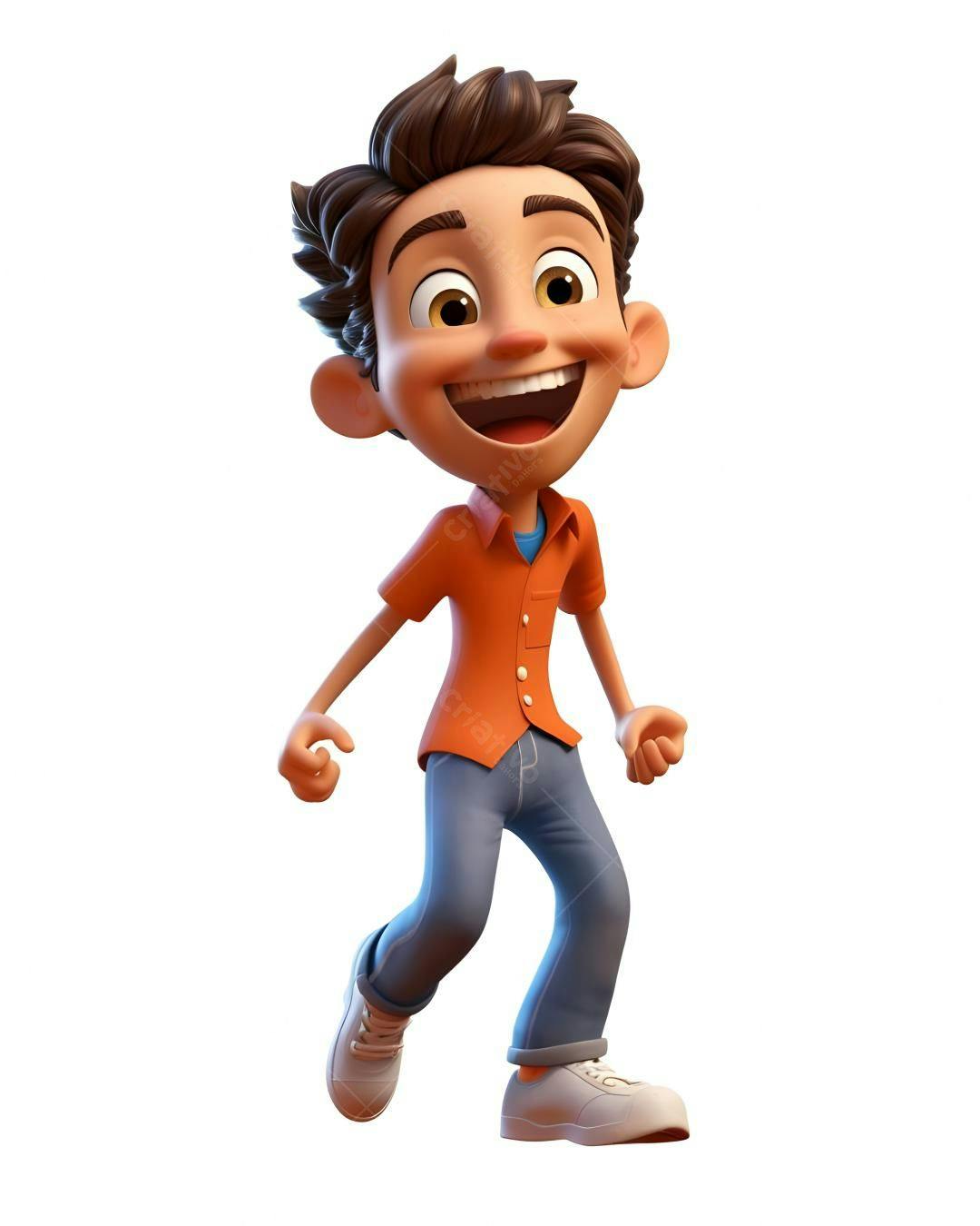 Menino animado alegre caminhando