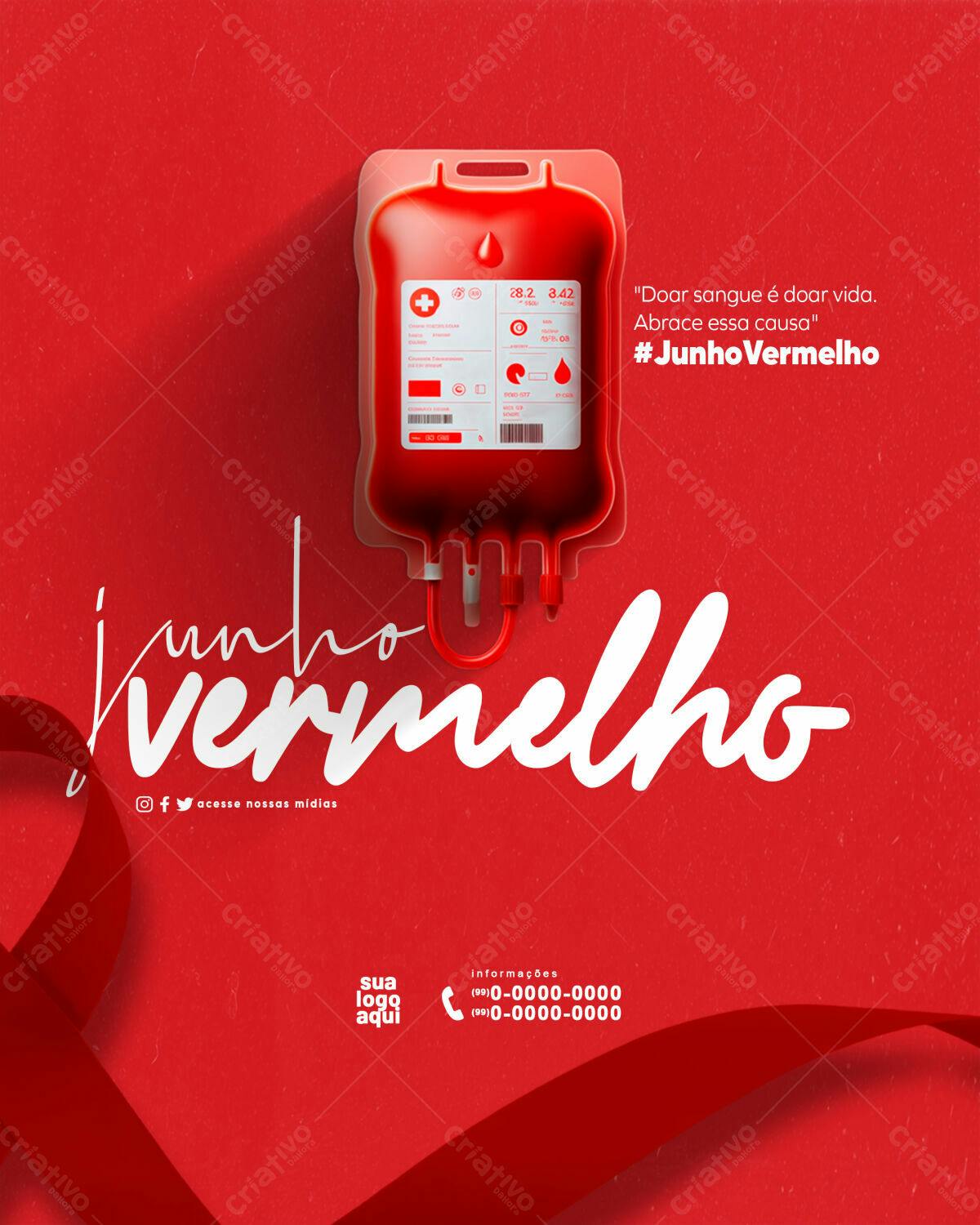 Flyer Junho Vermelho PSD Editável