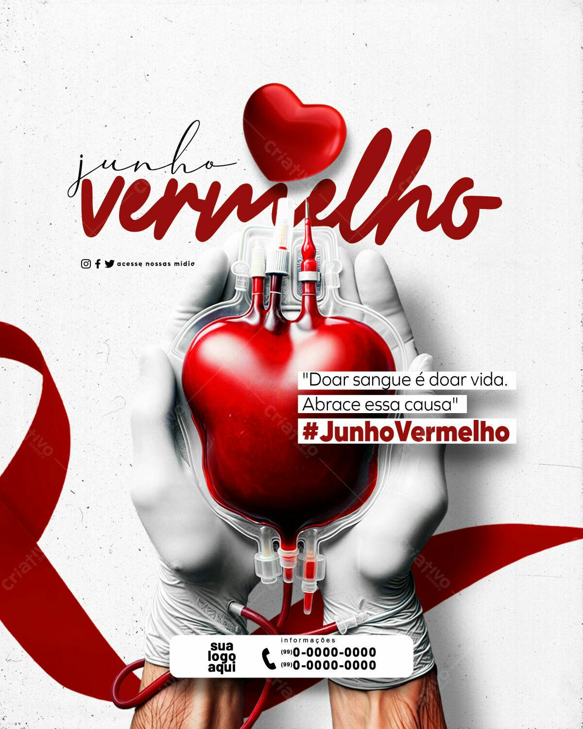 Flyer Junho Vermelho PSD Editável