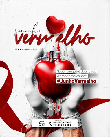 Junho vermelho campanha da doação de sangue feed