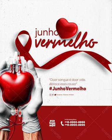 Junho vermelho campanha da doação de sangue feed