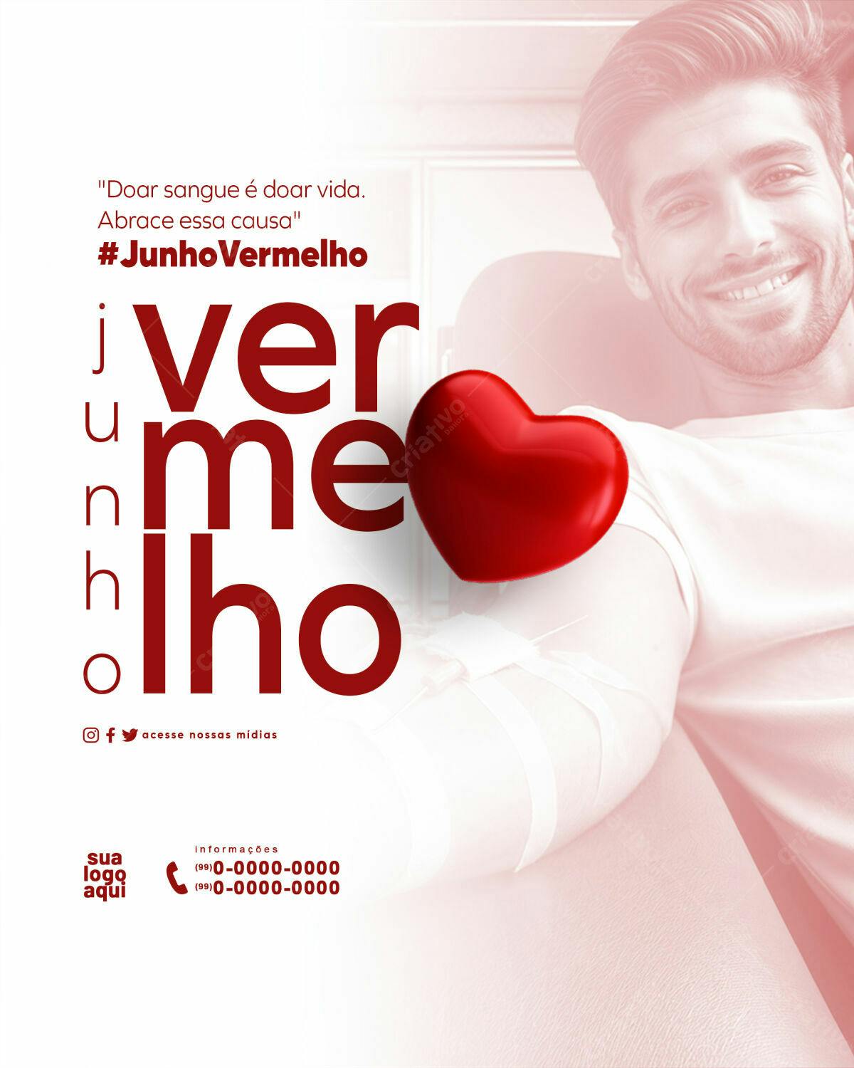 Flyer Junho Vermelho PSD Editável