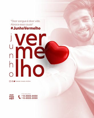 Junho vermelho campanha da doação de sangue feed