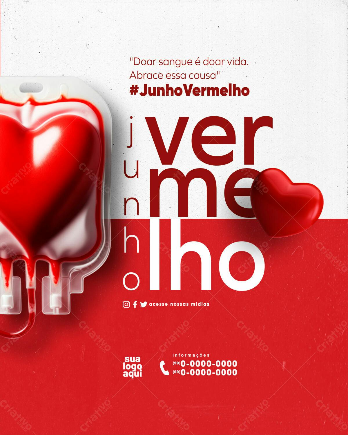Flyer Junho Vermelho PSD Editável
