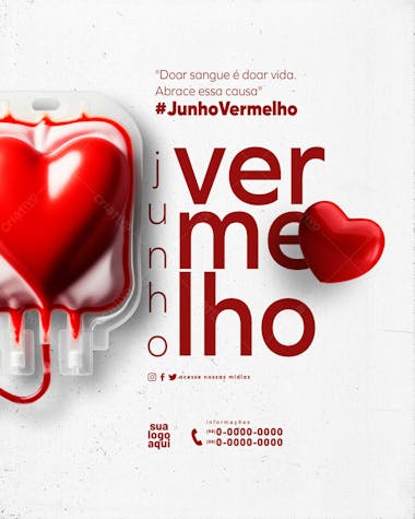 Junho vermelho campanha da doação de sangue feed