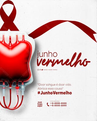 Junho vermelho campanha da doação de sangue feed