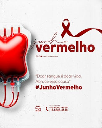 Junho vermelho campanha da doação de sangue feed