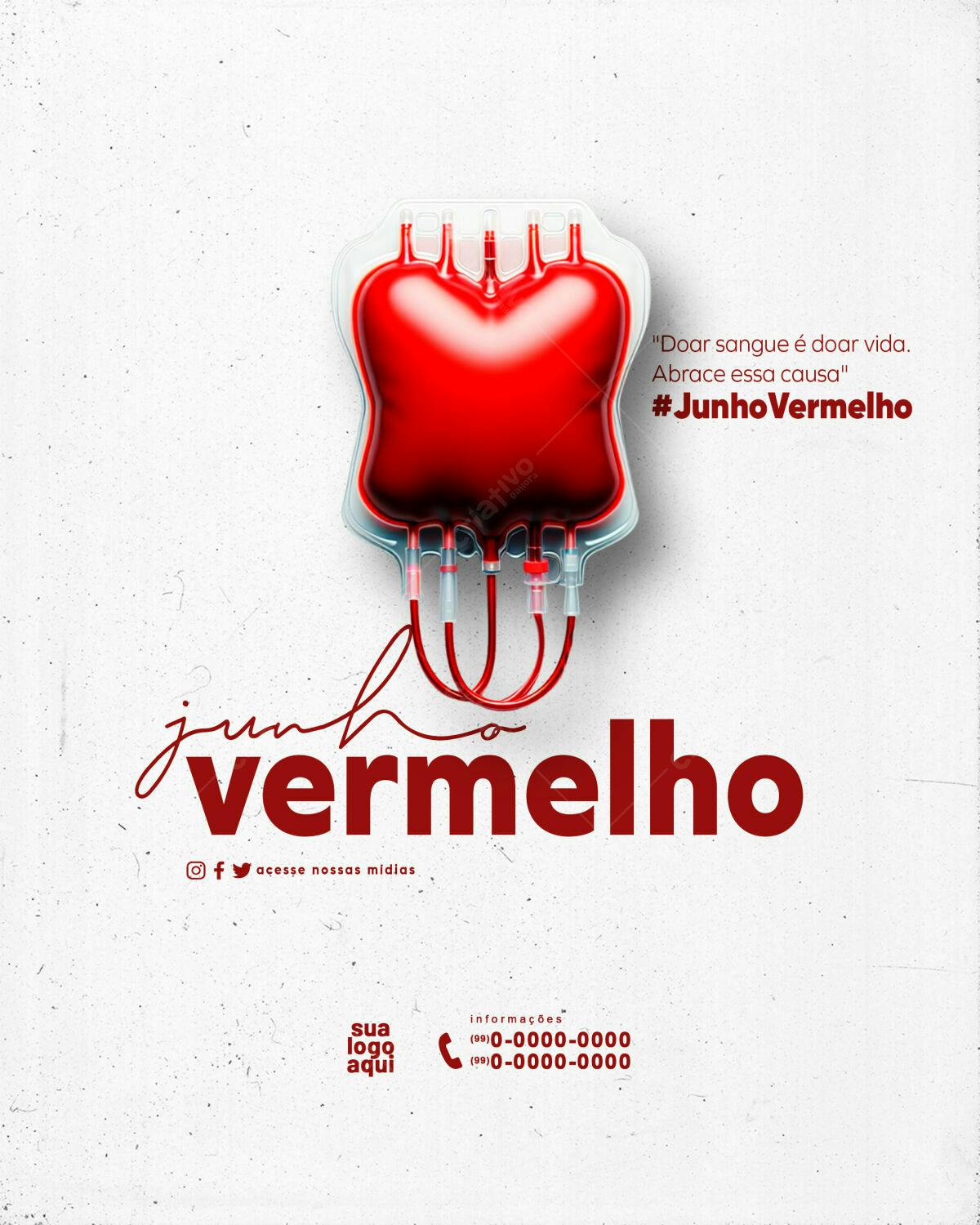Flyer Junho Vermelho PSD Editável