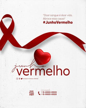 Junho vermelho campanha da doação de sangue feed