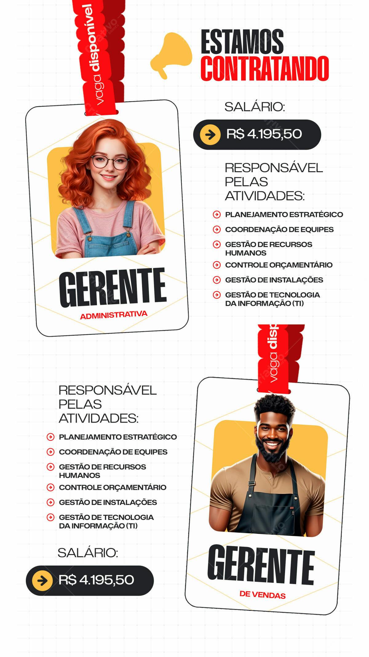 Cartão de Visita para Vagas de Gerente PSD Editável
