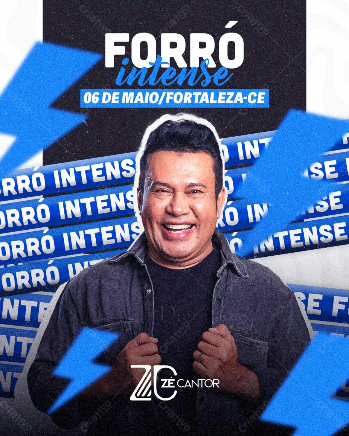 Flyer Forró Intense Zé Cantor PSD Editável