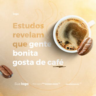 Estudos revelam que gente bonita gosta de café psd editável para cafeteria