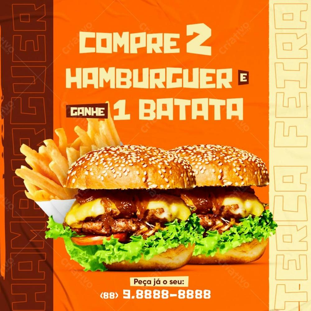 Hamburguer batata frita Compre E Ganhe psd editável