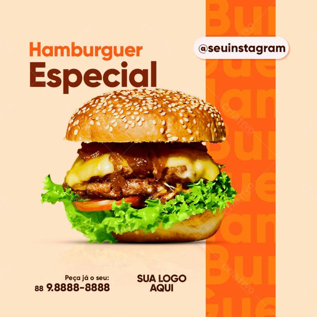 Postagem Instagram Hambúrguer Especial PSD Editável