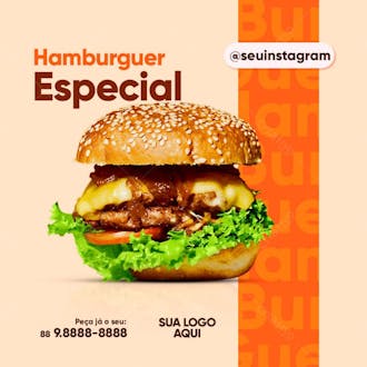 Post flyer hamburguer especial psd editável