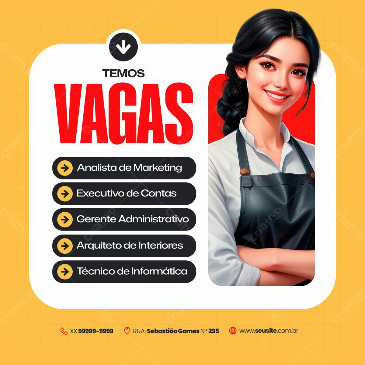 Postagem Vagas de Emprego PSD Editável