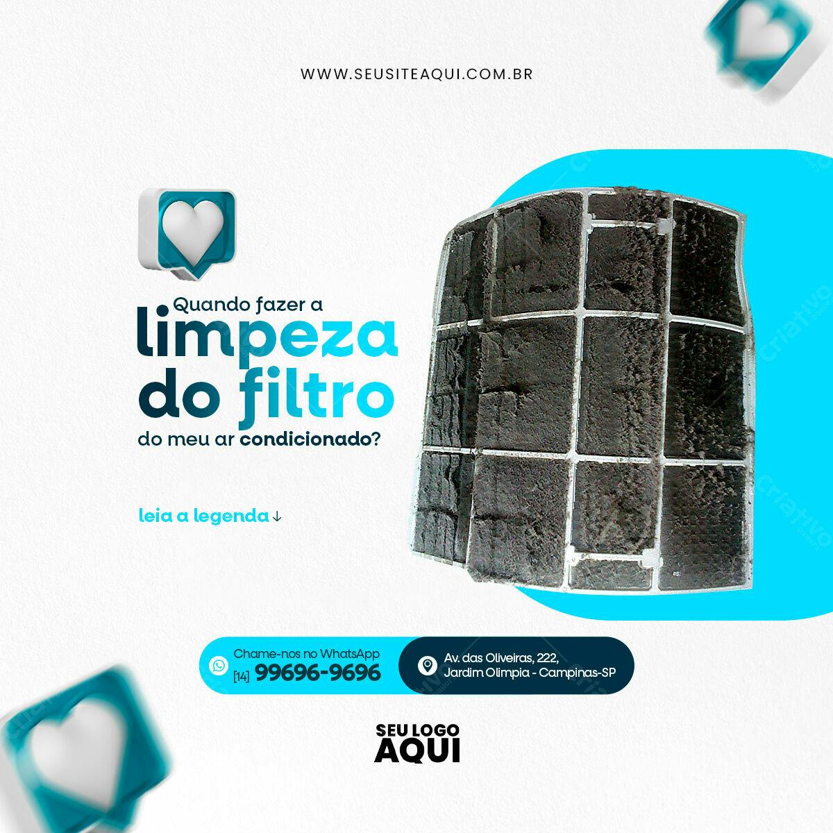 Post para Limpeza de Filtro de Ar Condicionado PSD Editável
