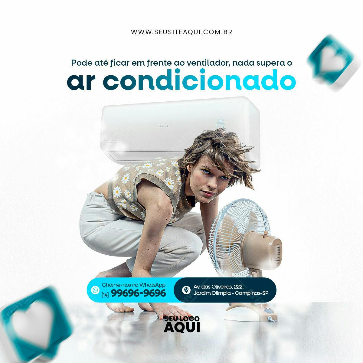 Post para Redes Sociais Ar Condicionado PSD Editável
