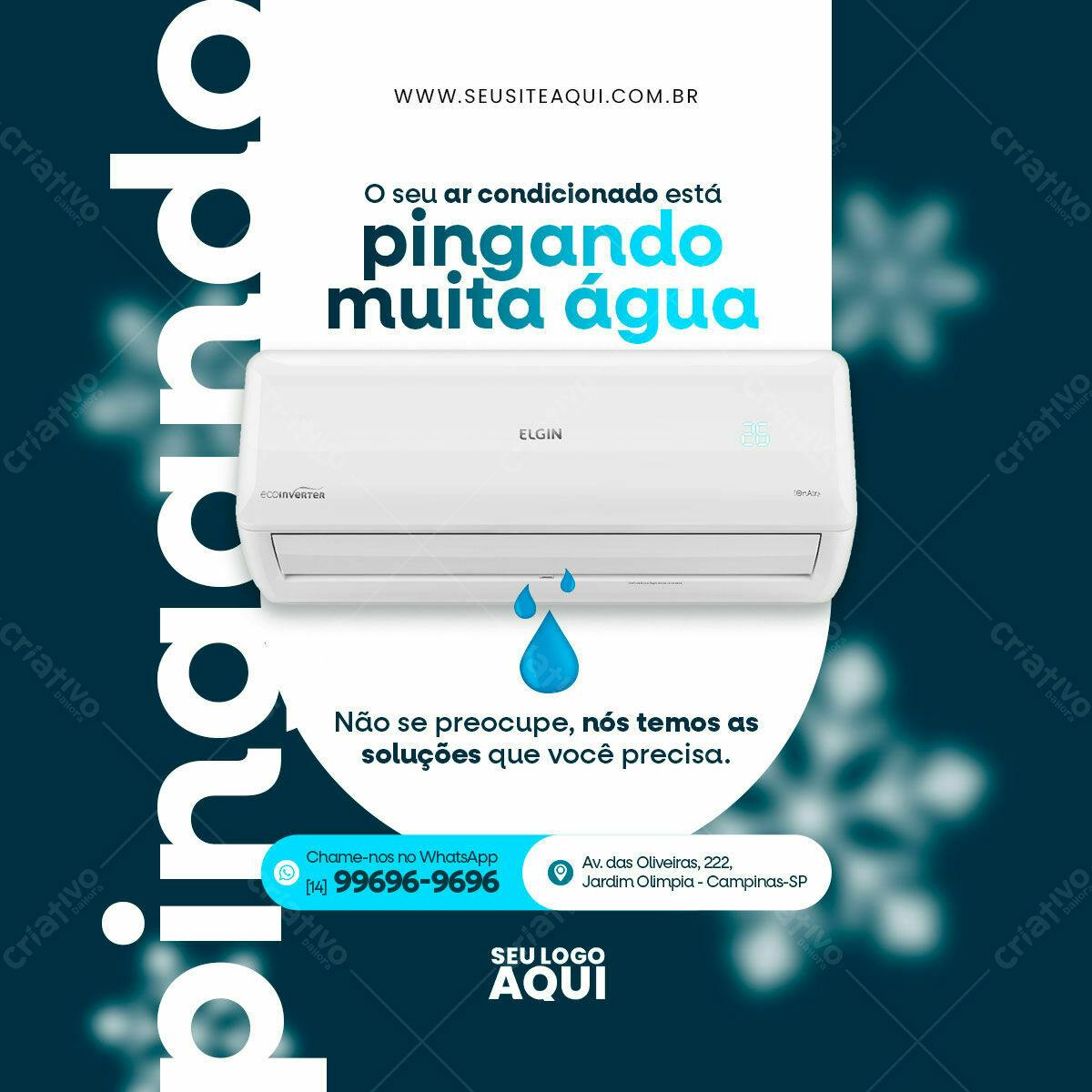 Postagem Ar Condicionado Pingando Água PSD Editável