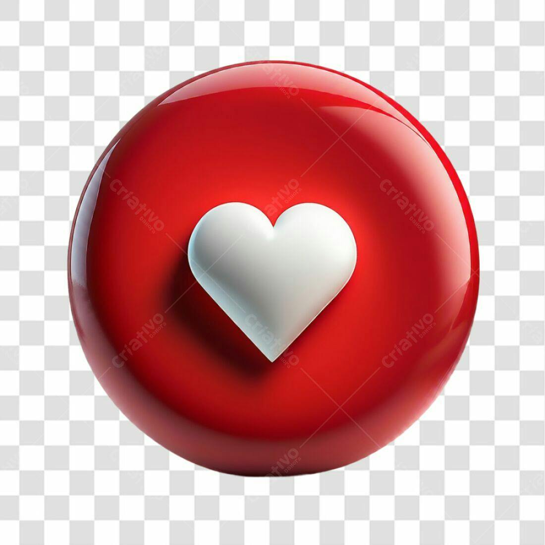 Ícone Coração Vermelho e Branco PNG com fundo transparente